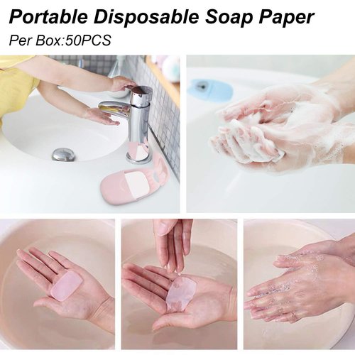 NANASO 4 Boxs(200 Sheets) Paper Soap,Mini Portable Travel Soap Paper Sheets,Disposable Soap Paper for Outdoor,Camping, Hiking,Hand Washing Bath Scented Paper Soap