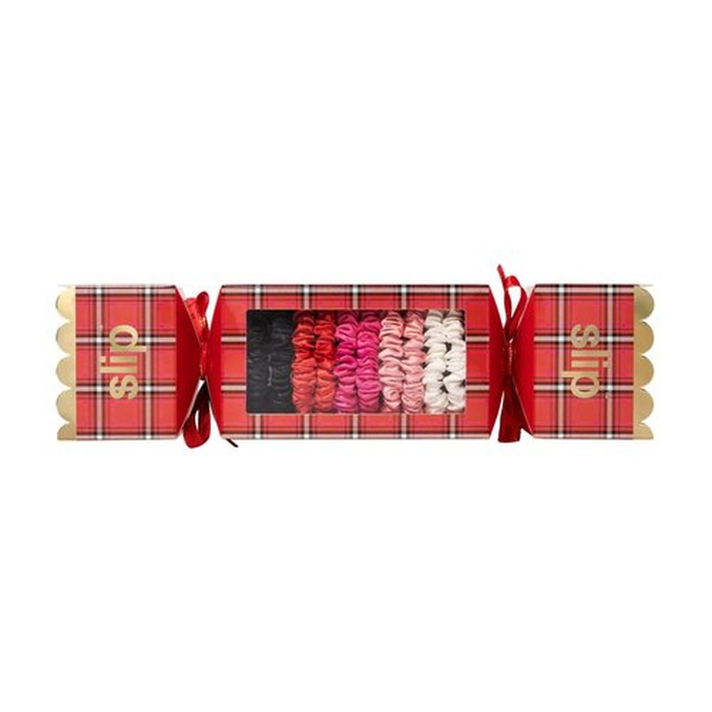 slip Skinny Scrunchies in Holiday Cracker Packaging: Anti-Crease, Anti-Breakage Slipsilk™ Design Protects Delicate Hair | Includes 10 Pure Silk Scrunchies, Jean