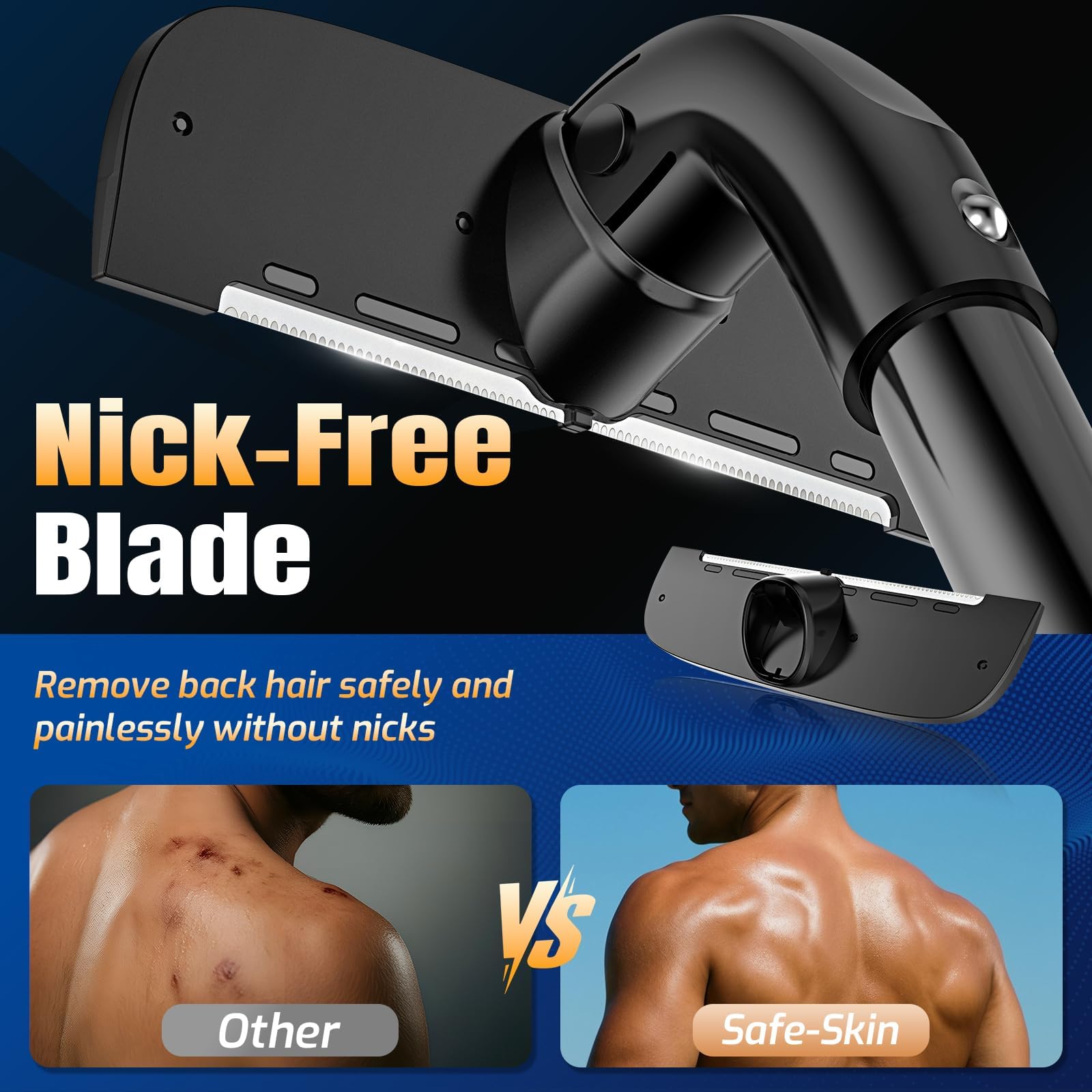 VEYLA Nick-Free Back Shaver for Men,Safe for Sensitive Skin, Black, 1 Pack