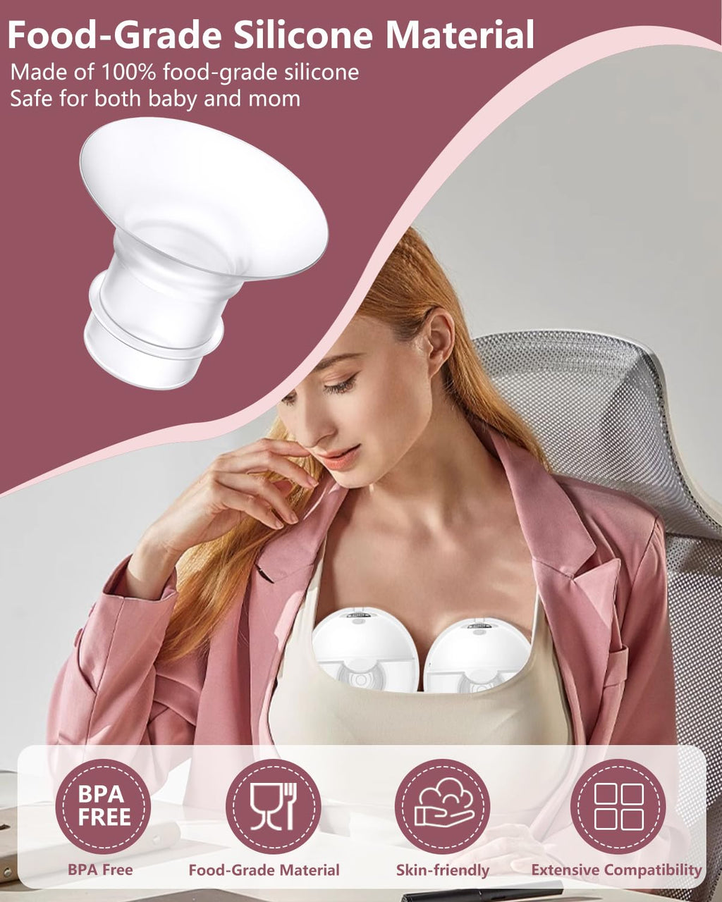 4Pcs Breast Pump Flange Insert 22mm Compatible with Momcozy/Spectra/Medela/eufy/Elvie/Lansinoh/Paruu P10 Breast Pump, Fit for Momcozy M5/M9/M6/V2 Pro/V2 pro/S12 Pro/eufy E10 S1 S1 Pro, 24mm Flange