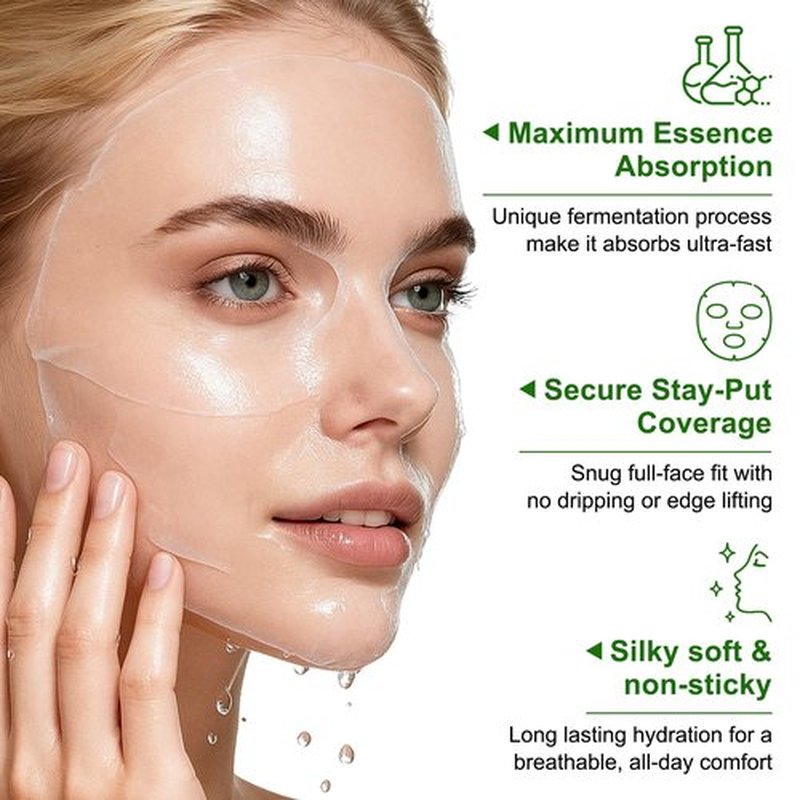 SPRINGSKY Hydrating Face Mask with Natural Cactus & Centella Asiatica, Moisturizing Sheet Mask for Dry Sensitive Skin, 24HR Deep Hydration Soothing for Radiant Glow, Korean Skincare, 4 Count