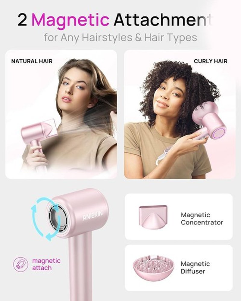 Skiennix Hair Dryer - High-Speed Ionic Blow Dryer with Quiet Brushless Motor | Compact Design for Fast Drying