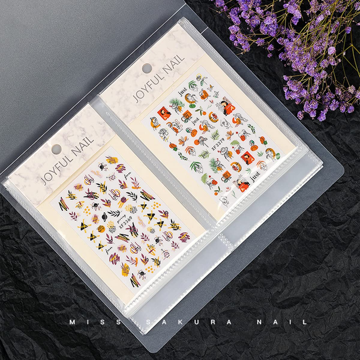 Zoance 2 Pack(160 Sheets) Nail Art Sticker Storage Book Collecting Album, Plastic Nail Decals Showing Storage Holder Photo Organizer for DIY Nail Art Design Tools, 2 Pcs Nail Stickers Included