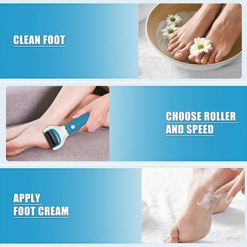 Electric Foot File Callus Remover Professional, 2-Speed Rechargeable Pedicure Tool for Remove Calluses, Dry, Hard, Dead, Cracked Skin, Includes 2 Coarses (Blue)