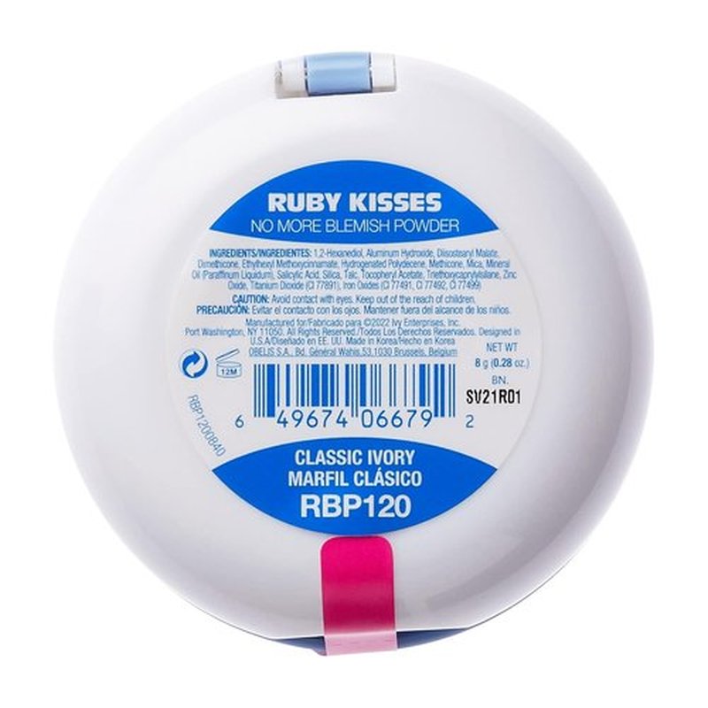 Ruby Kisses No More Blemish Face Powder - Salicylic Acid for Matte Finish | Full Coverage in Classic Ivory