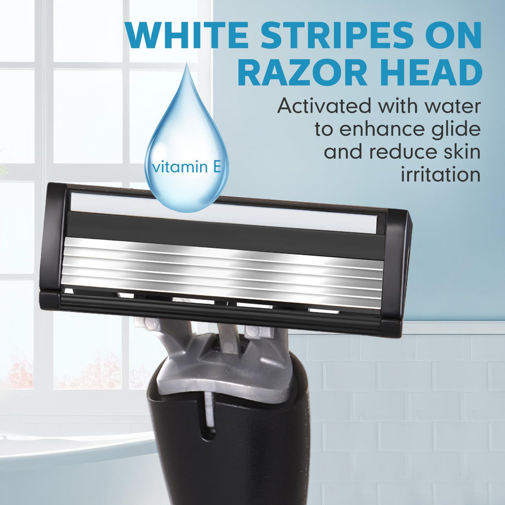 Wovnet 37 Pcs Refillable 5 Blade Disposable Razors for Men Sensitive Skin Razor Men's Disposable Refillable Razors Set Shaving Kit, 1 Razor Handle and 36 Cartridges