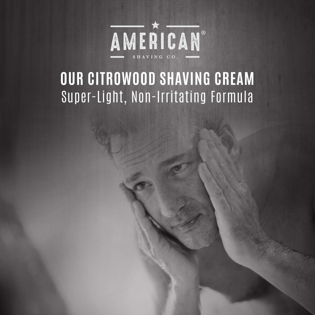 American Shaving Co. Citrowood Shaving Cream For Men 8 oz, Made in USA, Easy Application, Quality Potent Ingredients, Non-GMO, GMP Certified, Cruelty-Free Products