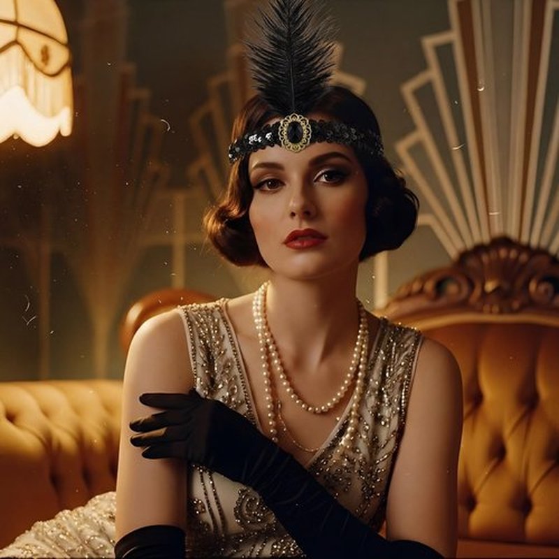Ceenna 24 Pieces 1920s Flapper Headband Black Feather Headband Costume Flapper Headpiece 20s Rhinestone Hair Accessory for Women