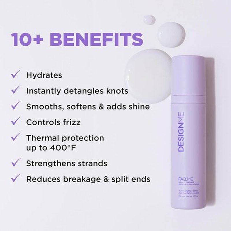 DESIGNME FAB.ME Leave-In Treatment - Lightweight Multi-Benefit Conditioner for Curly Hair