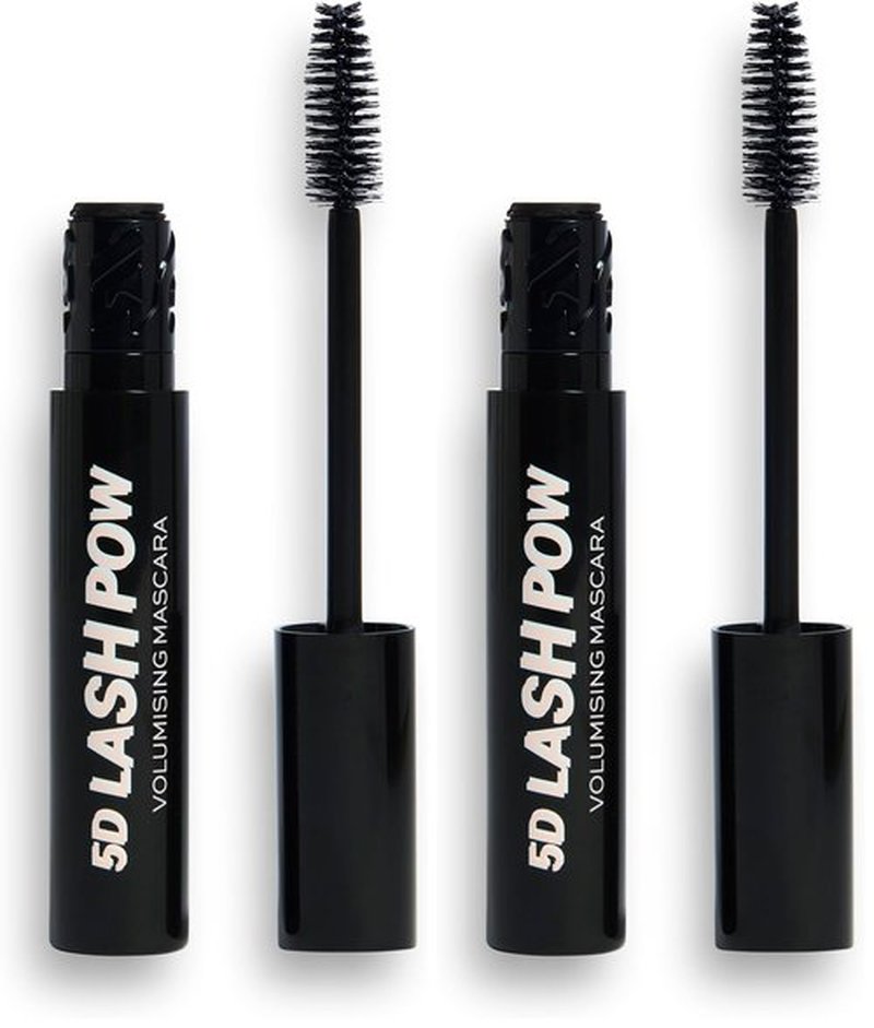 Revolution Beauty, 5D Lash Pow Mascara, Lengthening & Volumizing Effect, Thickening Black Formula, Vegan & Cruelty Free, 0.41 Fl. Oz (Pack of 2)