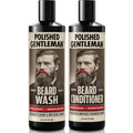 Polished Gentleman Beard Wash & Beard Conditioner Set - Biotin, Tea Tree, Aloe Vera, Manuka Honey, Argan Oil – Softens, Smooths & Hydrates Facial Hair – Paraben & Sulfate Free Shampoo Made in USA 16oz