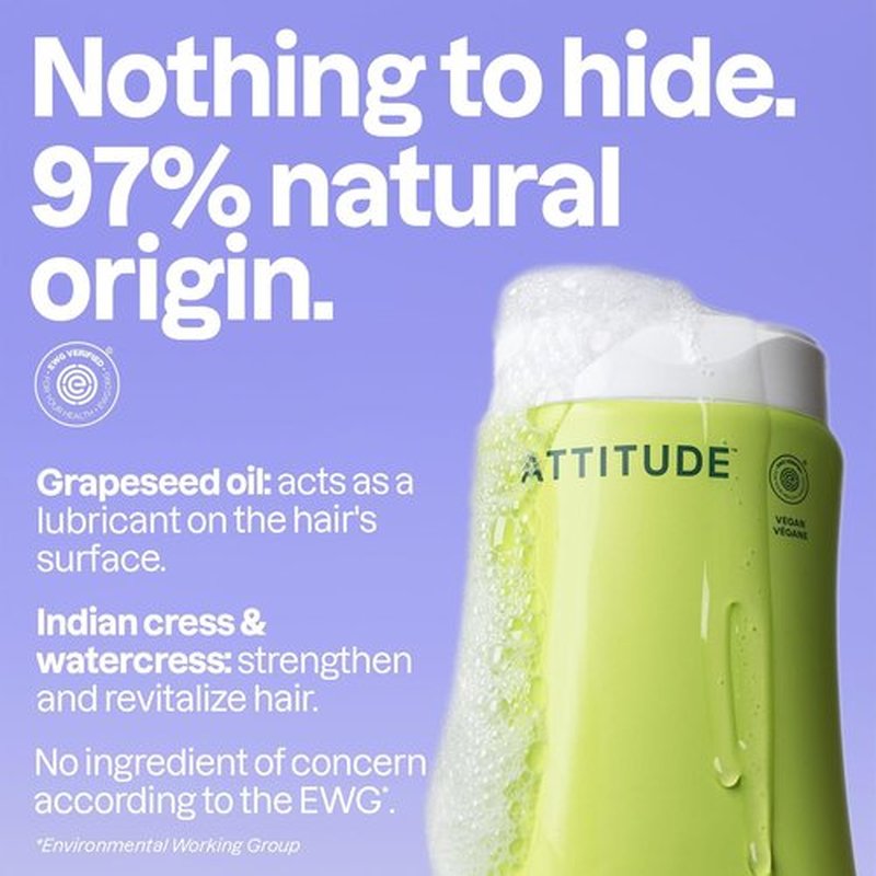 ATTITUDE Nourishing Hair Shampoo - EWG Verified Formula for Dry, Damaged Hair | Vegan, 16 Fl Oz