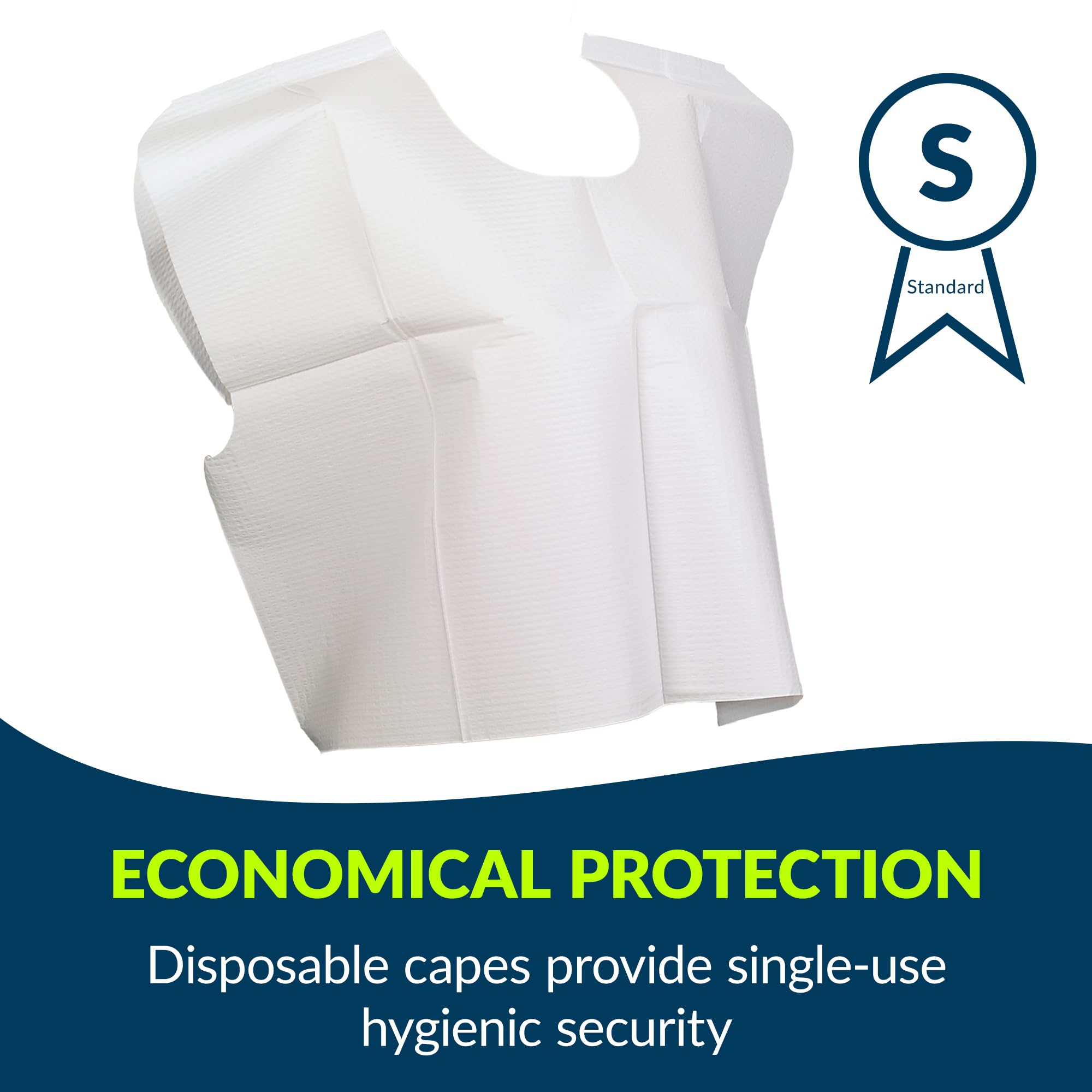 TIDI 911 Avalon Capes, White (Pack of 100) ― Tissue/Poly/Tissue ― Short-Sleeve, Open-Back Exam Capes ― Short, Disposable Medical Gowns ― Standard Size (30” x 21”) ― Latex-Free Medical Supplies