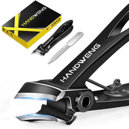 Slanted Nail Clippers for Ingrown Toenail, Toe Nail Clippers for Thick Nails for Seniors, Heavy Duty Fingernail Clippers Adult Nail Cutter with Wide Jaw
