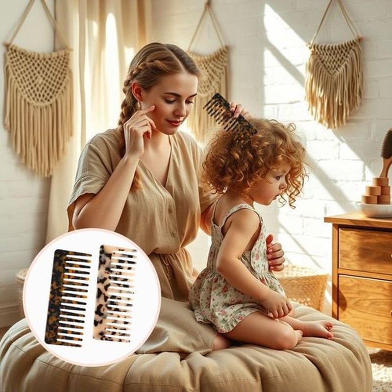 Skiennix Large Hair Detangling Comb - Wide Tooth Cellulose Detangler for Thick Curly Hair | 2 Pack (Tortoise Shell, Ivory)