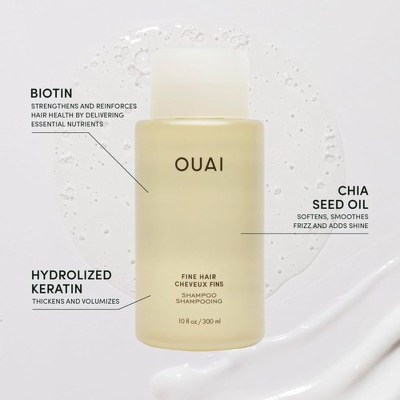OUAI Fine Hair Shampoo - Travel Size Biotin Thickening Formula for Flat, Thin Hair - Volumizing & Strengthening, 3 Oz