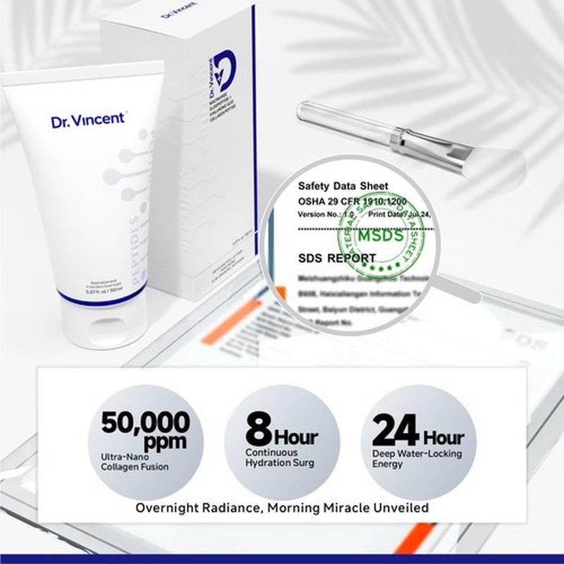 Dr Vincent Deep Hydration Collagen Night Wrapping Mask with Collagen Peptides, Overnight Peel Off Face Mask for Firming and Antioxidant, Tri-peptide for Smoothing Wrinkles, 5.07 oz Large Size