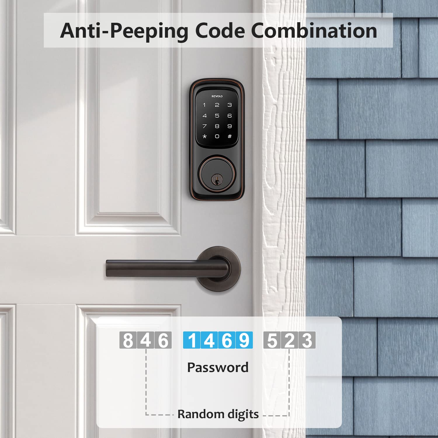 Revolo Keyless Entry Door Lock with Touchscreen Keypads, Electronic Keypad Deadbolt for Front Door, ANSI Grade 2 Certified, All-Metal Construction, Auto Lock, Easy to Install, Oil-Rubbed Bronze