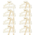 DEEKA Bridesmaid Proposal Gifts 8 Pack Pearl Bridesmaid Hair Claw Clips with Ribbon 3 Inch Hair Clips Bachelorette Party Favors Bridal Party Present Hair Accessories (Half Circle White&Champagne)