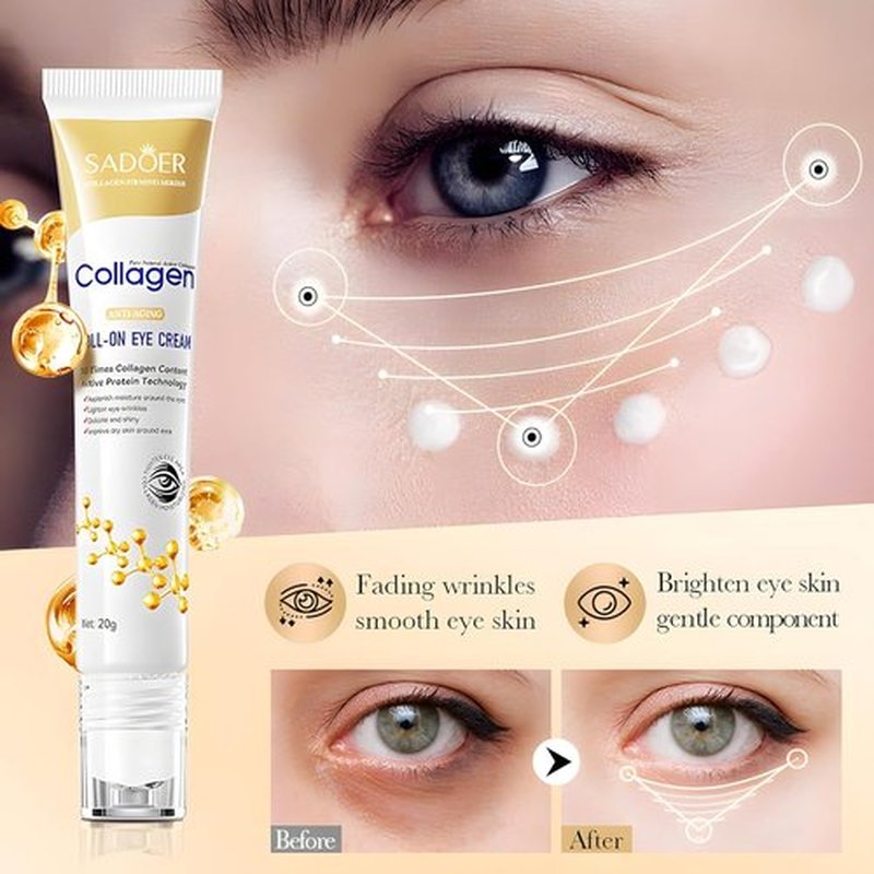 ROUXUN Age Correcting Eye Cream, Anti-Aging Hyaluronic Acid, Collagen Reduce Wrinkles, Dark Circles & Under Eye Puffiness, Lift, Ice Roller For Under Eye Bags And Puffy Eyes