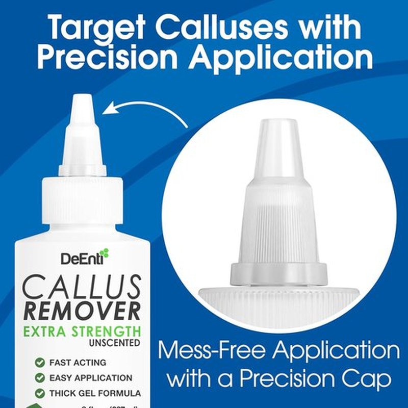 DeEnti Callus Remover Gel - Extra Strength 8oz for Dry Skin & Cracked Heels | Salon-Grade Foot Care