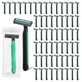 Fafortune Disposable Twin Blade Razors in Bulk, Individually Wrapped - Clear Safety Cap, For Homeless, Hotel, Airbnb, Travel (pack of 50,green)