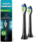 Philips Sonicare W DiamondClean - Replacement Electric Toothbrush Heads, Black, 2 Pack, HX6062/95