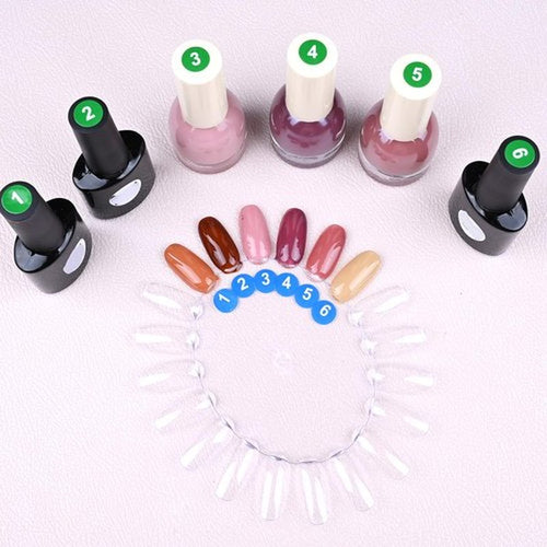 20Pcs Nail Swatches Wheels Plastic Nail Polish Swatch, Nail Display Color Sample Swatch Wheel for Color Show (400 Tips, with Number Stickers)