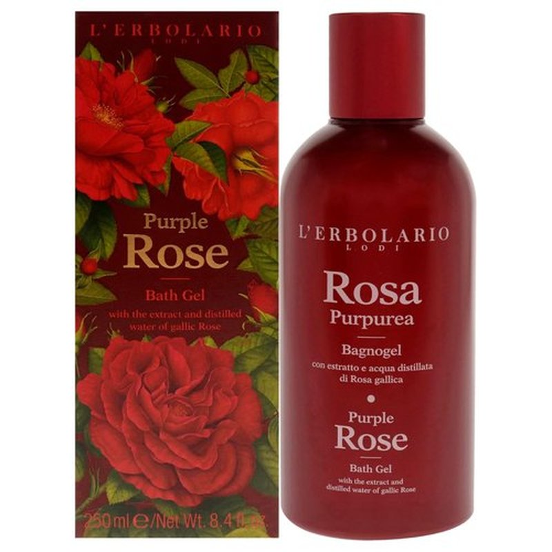 L'Erbolario Shower Gel - Moisturizing Body Wash with Floral Fragrance - Purple Rose - 8.4 oz