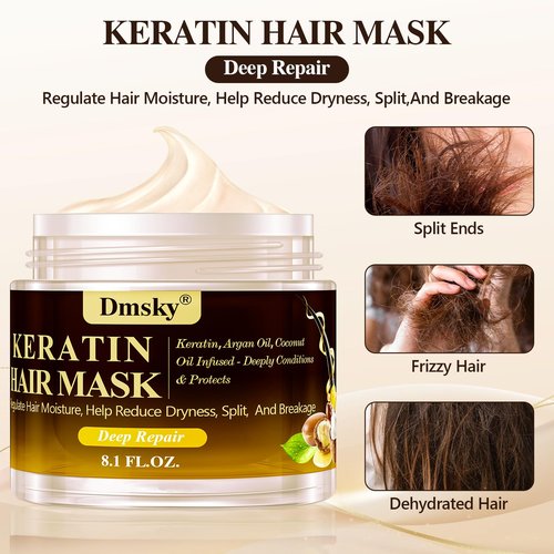 Dmsky 2 Pack Hair Mask for Damaged Hair - 16.2 Fl OZ Collagen Hair Mask & Keratin Hair Treatment-Hydrating,Repairing,Nourishes Deep Conditioning Hair Masks for All Hair Types