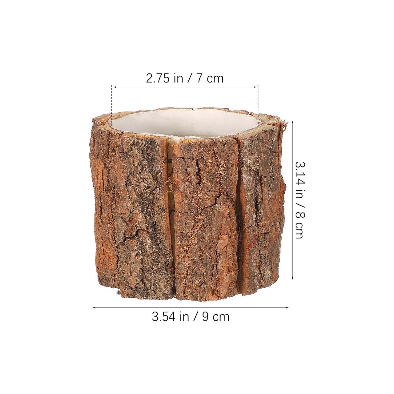 Housoutil Wooden Vase for Centerpieces, 3 Pack Wood Flower Vase Rustic Tree Stump Planter Pots, Wooden Bark Flower Bucket for Wedding, Farmhouse Christmas Table Decor, Round Bark Stump Pots （9cm*8cm）