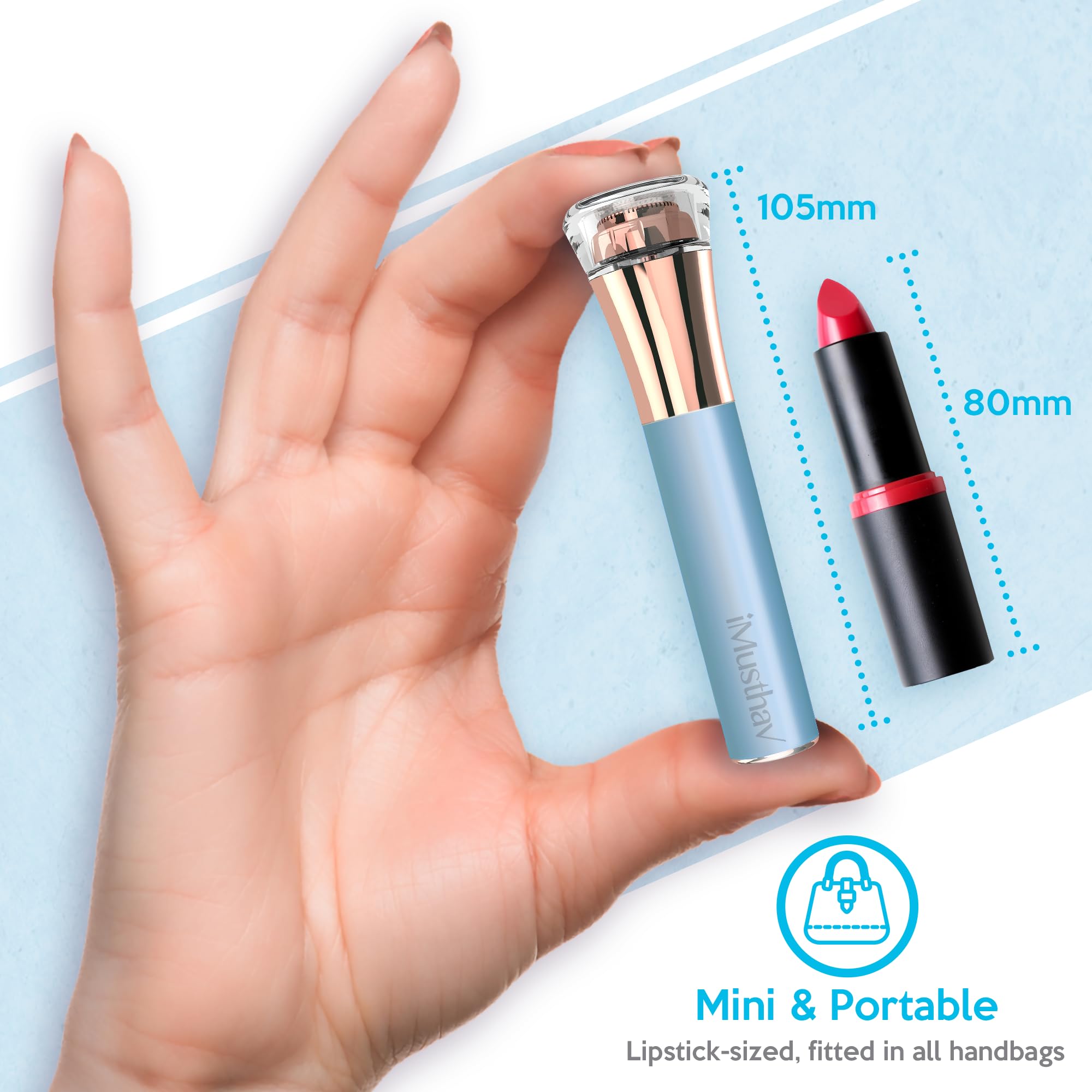 Facial Hair Removal for Women, Rechargeable 16mm Dual Ring Floating Head Blade Painless Electric Face Hair Remover, Face Shaver Razor & Trimmer for Upper Lip, Chin, 18K Gold-Plated / 360°LED Light