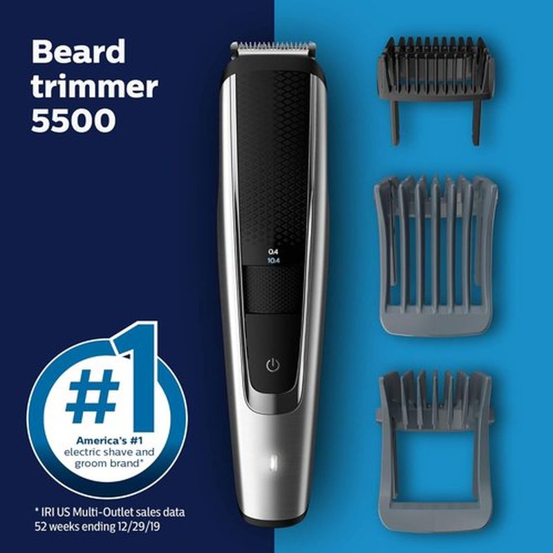 Philips Norelco Beard Trimmer & Hair Clipper Series 5500 - Cordless, Washable Design, No Blade Oil Needed - BT5511/49