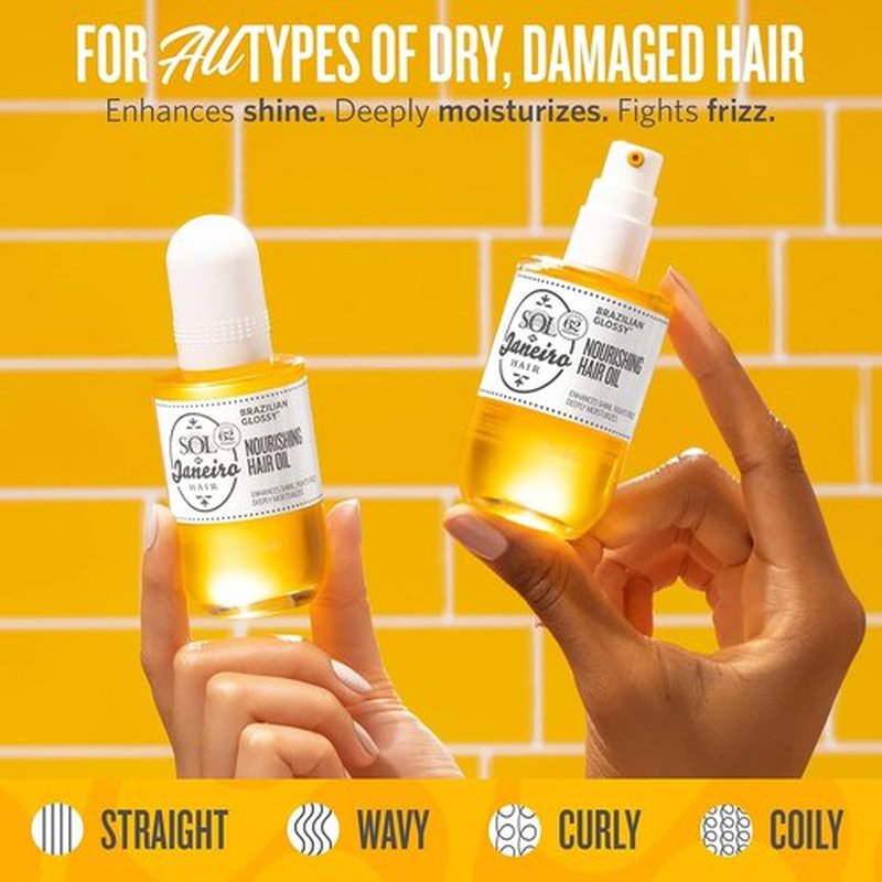 Sol de Janeiro Brazilian Glossy Nourishing Hair Oil - Frizz Control & Shine Boosting 3.4 oz