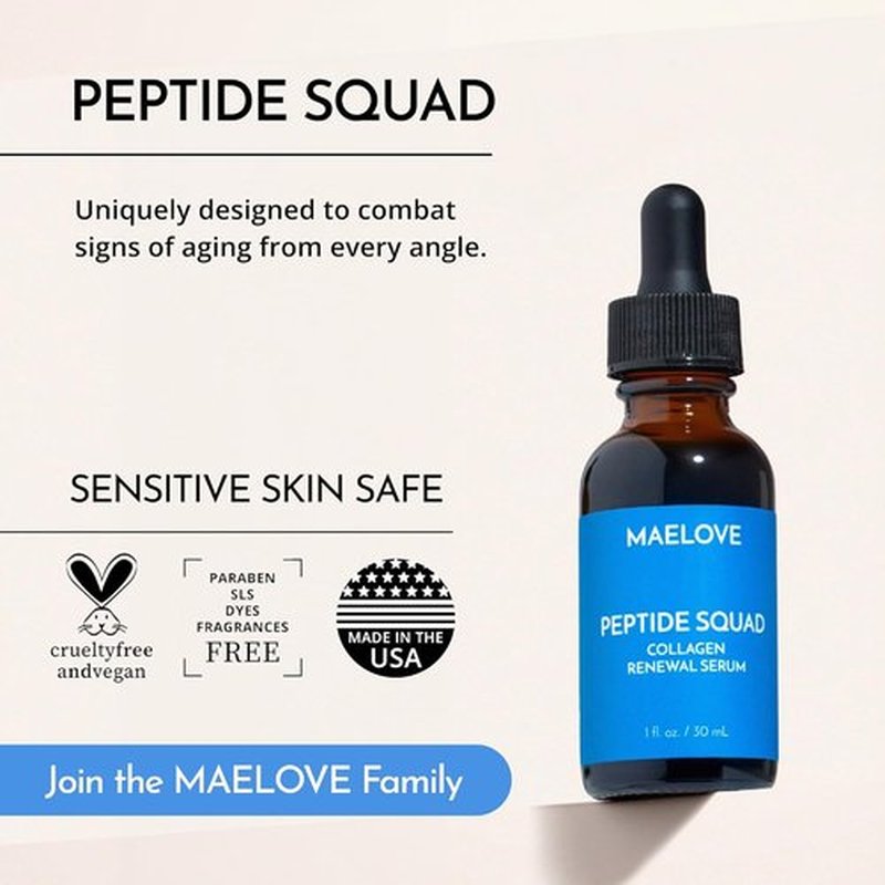 MAELOVE Collagen Renewal Serum - Peptide-Packed Formula with Copper Peptides & Hyaluronic Acid for Youthful Skin