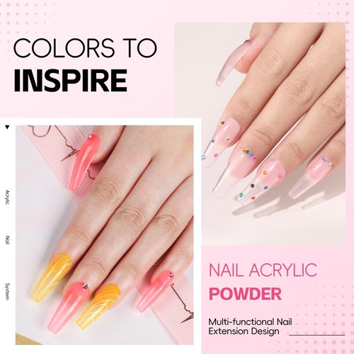 Acrylic Nail Kit for Beginners with Everything Nails Kit Acrylic Set with Drill and U V Light Professional Glitter Powder Decorations Rhinstones DIY Gifts for Women