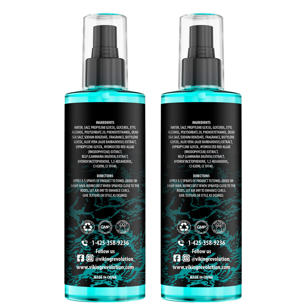 Viking Revolution Sea Salt Spray for Men - Texturizing Hair Spray with Kelp & Aloe Vera - 2-Pack for Beachy Volume