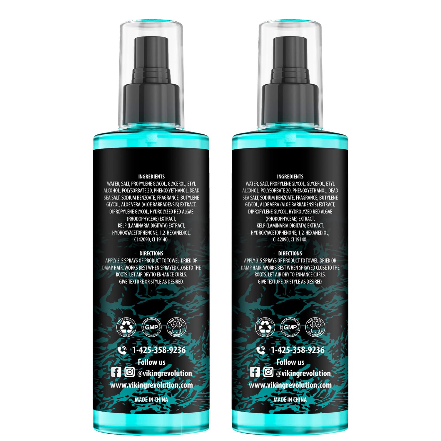 Viking Revolution Sea Salt Spray for Men - Texturizing Hair Spray with Kelp & Aloe Vera - 2-Pack for Beachy Volume