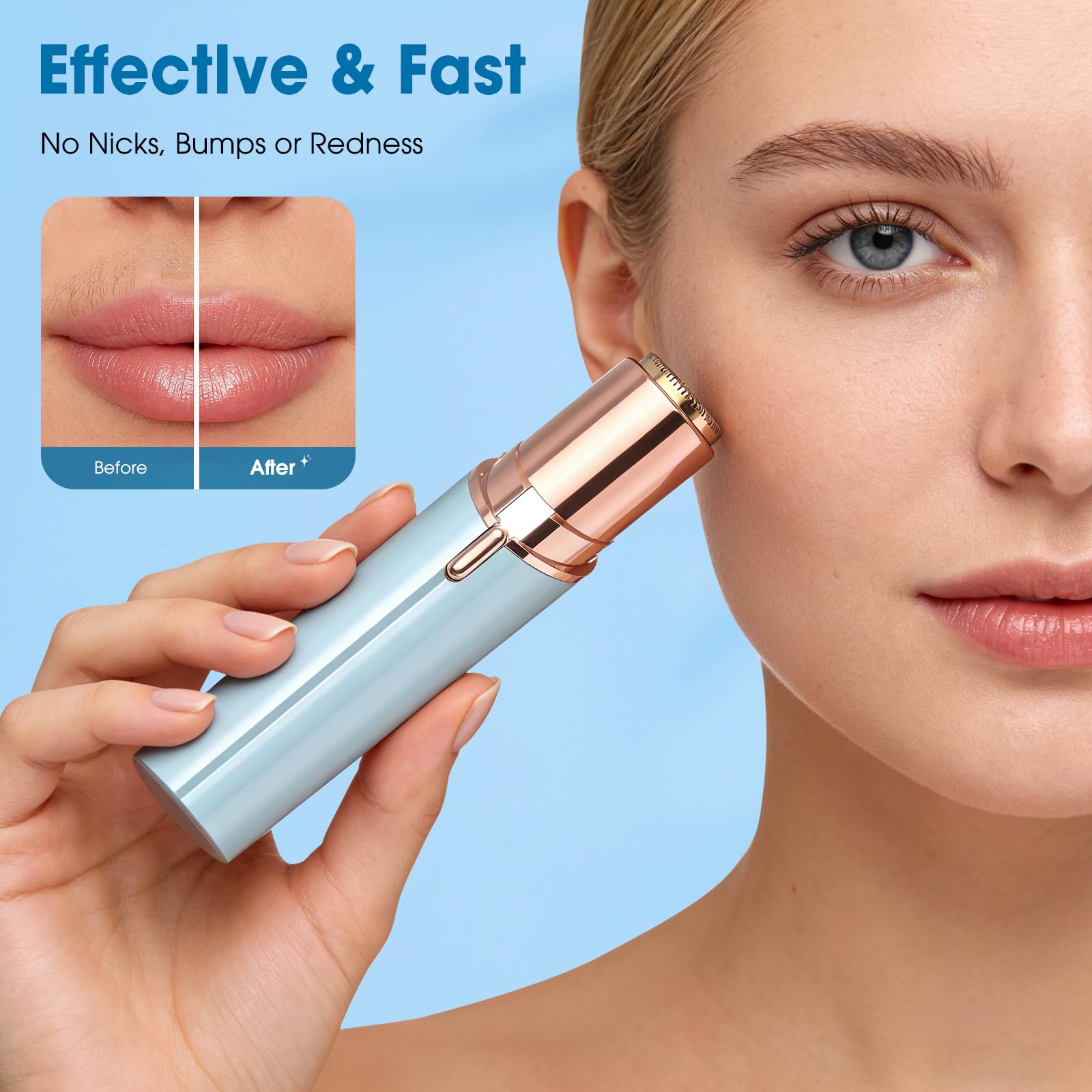 Facial Hair Removal for Women, Upper Lip & Chin, Electric Painless Hair Remover for Face, USB Rechargeable