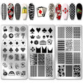 PH PandaHall 3pcs Poker Elements Nail Stamping Plates, Diamonds Clubs Nail Art Templates Textured Nail Art Stencil Stainless Steel Nail Image Plates for Women Nail Design Print Manicure Salon