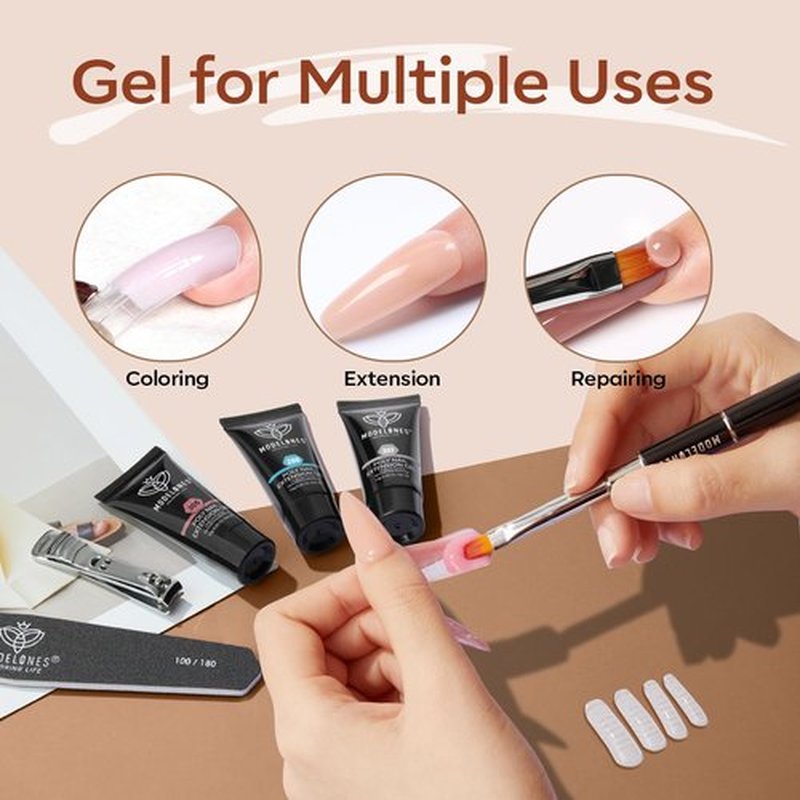 modelones Poly Nail Extension Gel 12 Colors Fall Winter Autumn Nude Skin Tone Red Classic Colors Nail Art Design Salon Gift for Women