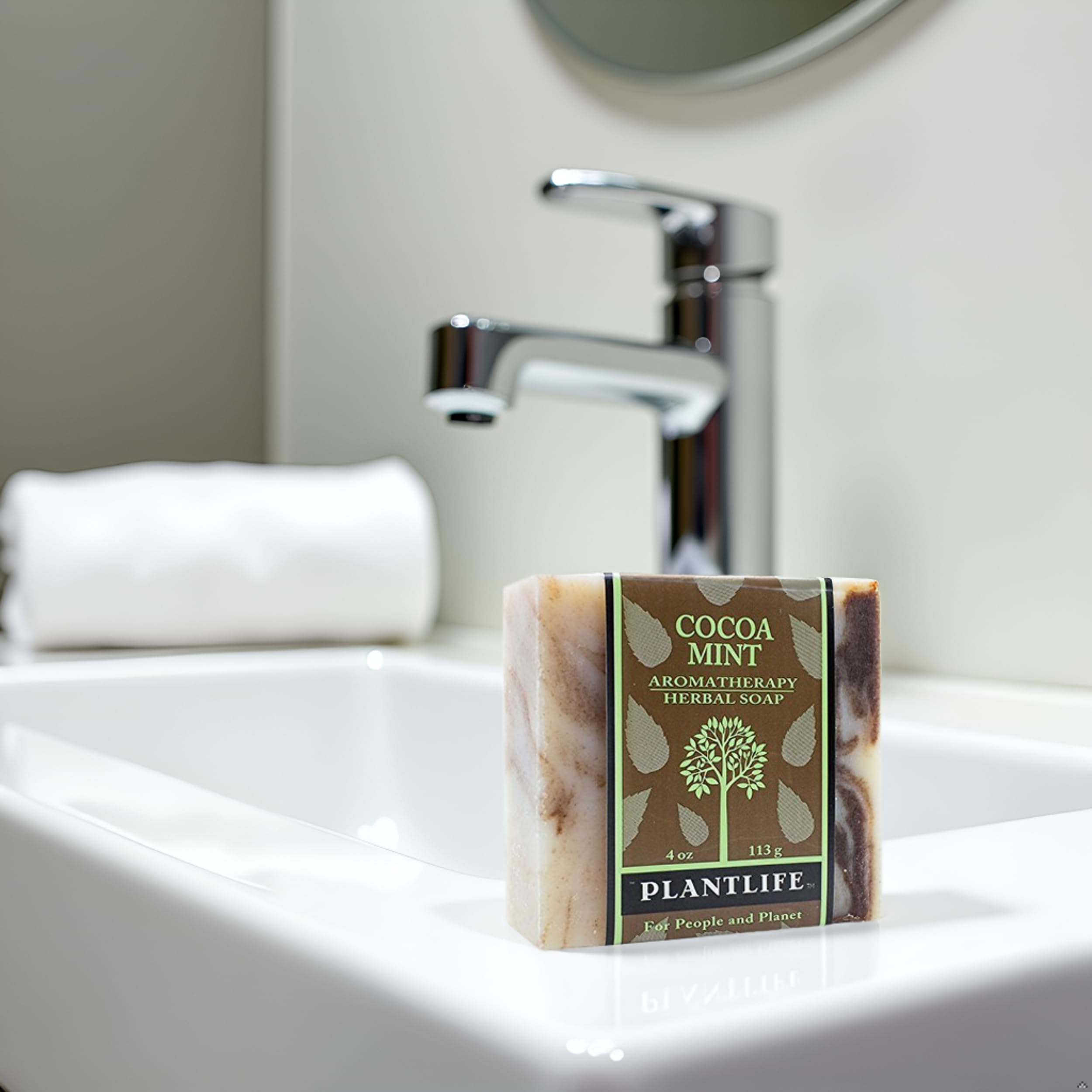 Plantlife Cocoa Mint Bar Soap - Moisturizing and Soothing Soap for Your Skin - Hand Crafted Using Plant-Based Ingredients - Made in California 4oz Bar