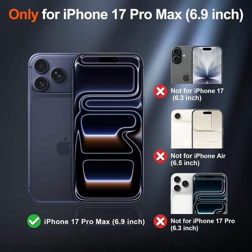 SUPFINE iPhone 17 Pro Max Case - Military Grade Drop Protection | Translucent Matte Shockproof, Black