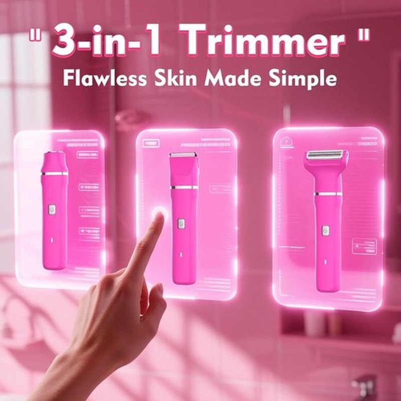 Skiennix Bikini Trimmer for Women - IPX7 Waterproof Hair Remover with 3-in-1 Heads | Hypoallergenic Blades