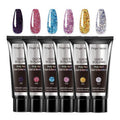 Finger Secret Poly Gel 6-Colors Set ,Shiny Poly Nail Gel,New Upgrade Shiny Style Multiple Nail Extension Combinations Shine Your Life