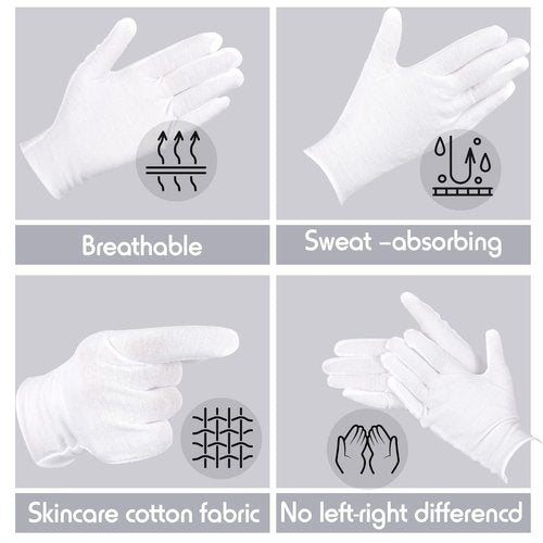 Jecery 450 Pairs White Cotton Gloves Bulk Pack Moisturizing Overnight Dry Hand Eczema Thin Inspection Liner for Jewelry Coin Collection