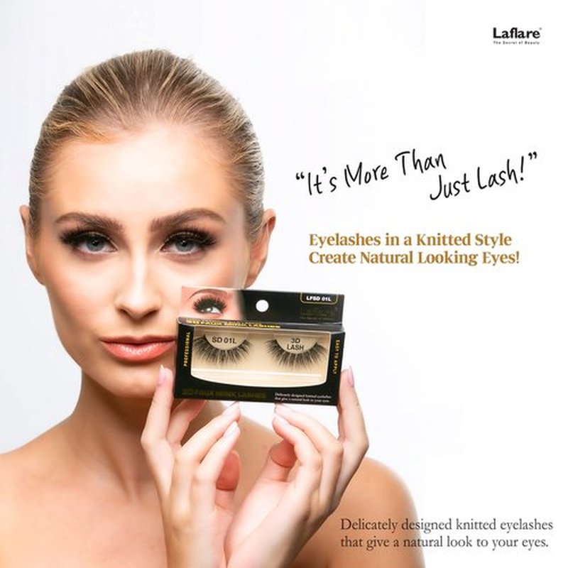 Laflare Silk Lashes 3D FAUX MINK Eyelashes, Light, Reusable, Handmade, Natural Looking, Professional Easy to Apply Eyelashes in a Knitted Style2-3 PACKS BUNDLE SPECIAL (3, SD16)