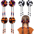 OAOLEER 6PCS Halloween Hair Bows for Girls, Flower Girls Grosgrain Ribbon Bows With Alligator Clips Girl Hair Accessories for Kids Teen Back to School (Round Bows-B)