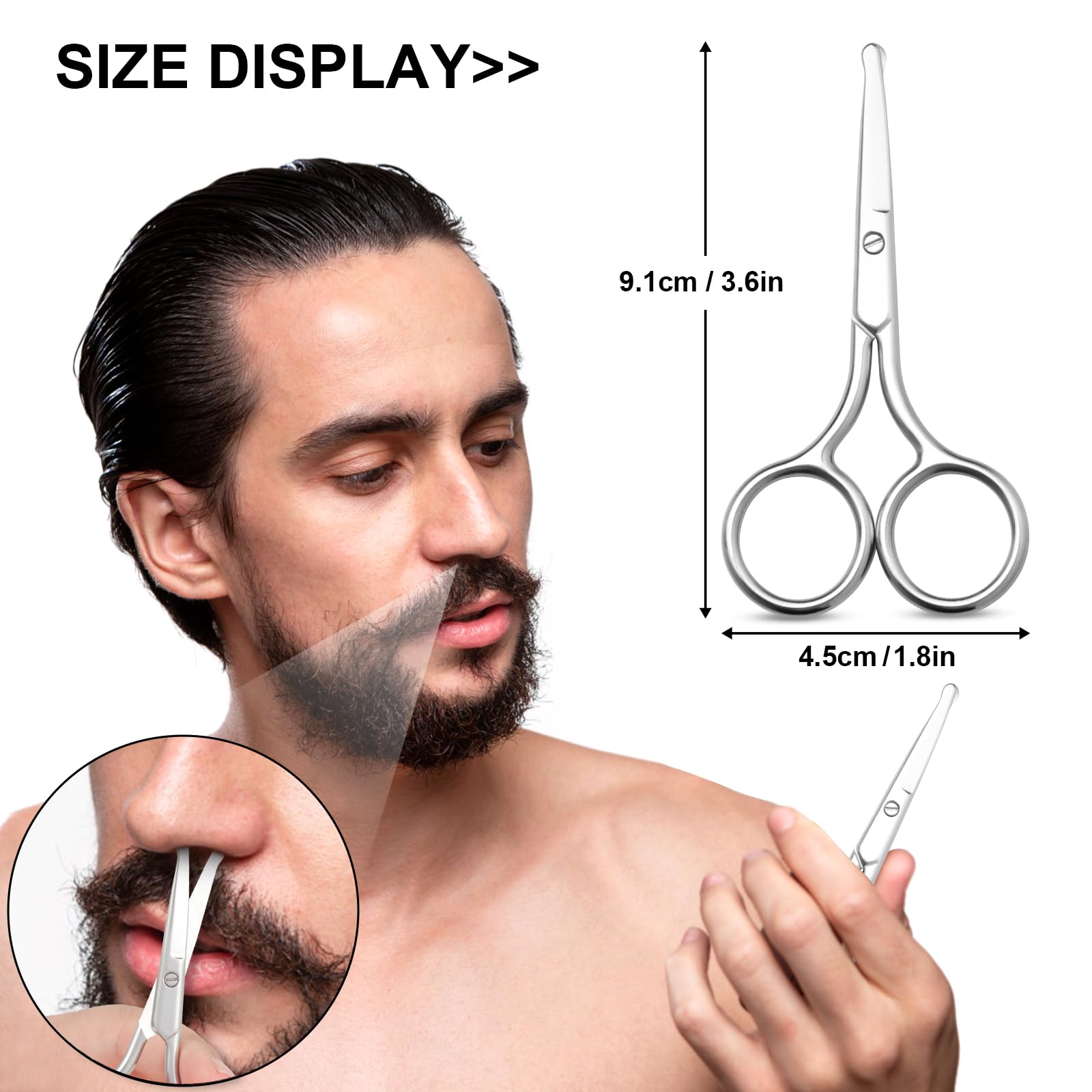 FEITA Small Nose Hair Scissors, Round Tip Design - Men's Grooming Scissors for Facial Safety, Beauty Use for Woman, Makeup, Eyebrow, Lashes, Mustache