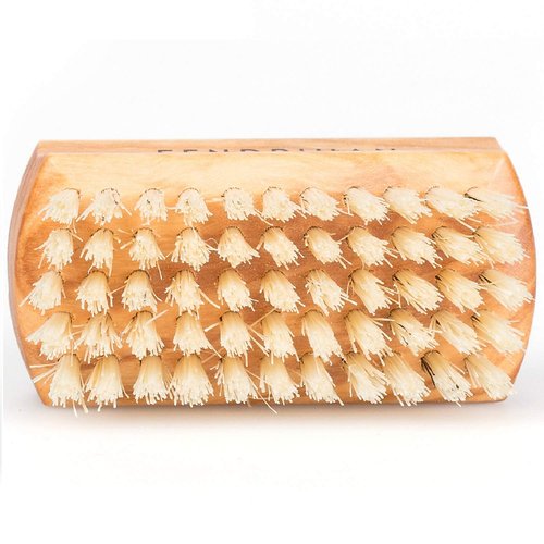 Fendrihan Travel Size Dual Sided Olivewood Nail and Hand Brush with Natural Boar Bristles 2.3" (Made in Germany)
